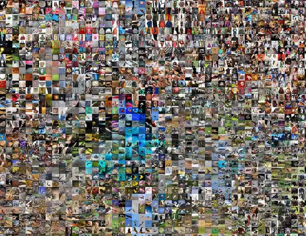 A massive grid of images as part of an image data set