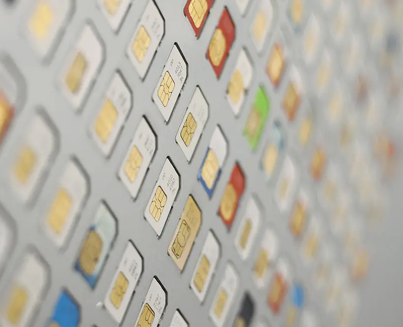 A wall of sim cards